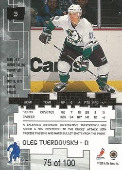 1999-00 Be a Player Millennium Signature Series - Sapphire #3 Oleg Tverdovsky Back