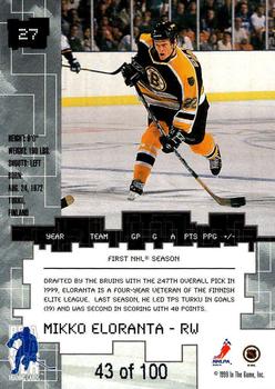 1999-00 Be a Player Millennium Signature Series - Sapphire #27 Mikko Eloranta Back