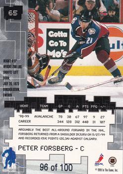 1999-00 Be a Player Millennium Signature Series - Sapphire #65 Peter Forsberg Back