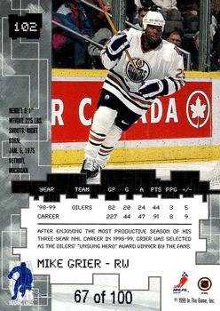 1999-00 Be a Player Millennium Signature Series - Sapphire #102 Mike Grier Back