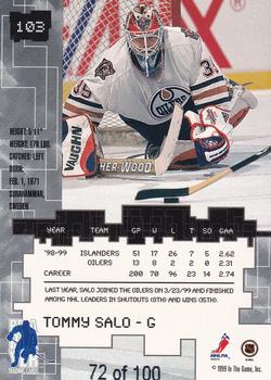 1999-00 Be a Player Millennium Signature Series - Sapphire #103 Tommy Salo Back
