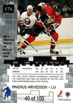 1999-00 Be a Player Millennium Signature Series - Sapphire #171 Magnus Arvedson Back
