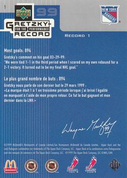 1999-00 Upper Deck McDonald's Wayne Gretzky Performance for the Record #1 Wayne Gretzky Back