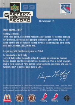 1999-00 Upper Deck McDonald's Wayne Gretzky Performance for the Record #3 Wayne Gretzky Back