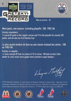 1999-00 Upper Deck McDonald's Wayne Gretzky Performance for the Record #9 Wayne Gretzky Back