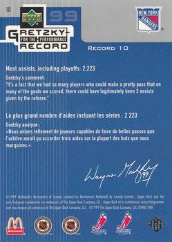 1999-00 Upper Deck McDonald's Wayne Gretzky Performance for the Record #10 Wayne Gretzky Back