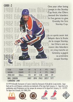1999-00 Upper Deck Retro McDonald's - The Great Career #GR81-2 Wayne Gretzky Back