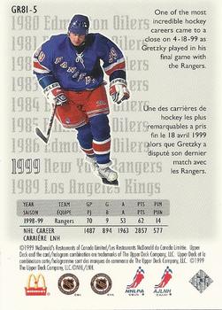 1999-00 Upper Deck Retro McDonald's - The Great Career #GR81-5 Wayne Gretzky Back