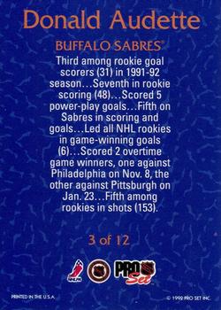 1992-93 Pro Set - Rookie Goal Leaders #3 Donald Audette Back