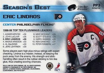 1999-00 O-Pee-Chee Chrome - Season's Best Positive Performers Refractors #PP3 Eric Lindros Back