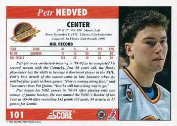 1992-93 Score #101 Petr Nedved Back