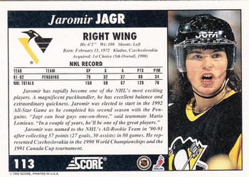 1992-93 Score #113 Jaromir Jagr Back