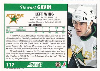 1992-93 Score #117 Stewart Gavin Back