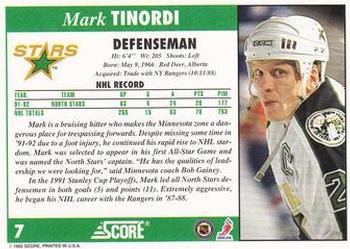 1992-93 Score #7 Mark Tinordi Back