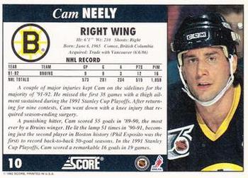 1992-93 Score #10 Cam Neely Back