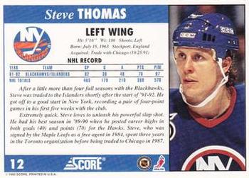 1992-93 Score #12 Steve Thomas Back