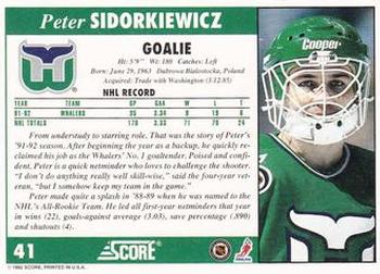 1992-93 Score #41 Peter Sidorkiewicz Back