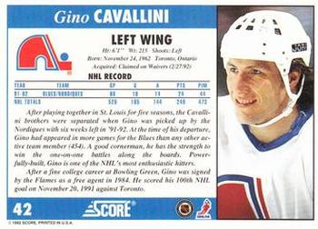 1992-93 Score #42 Gino Cavallini Back
