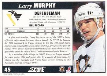 1992-93 Score #45 Larry Murphy Back