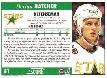 1992-93 Score #51 Derian Hatcher Back