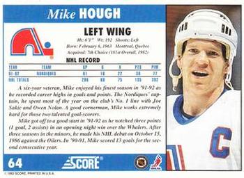 1992-93 Score #64 Mike Hough Back