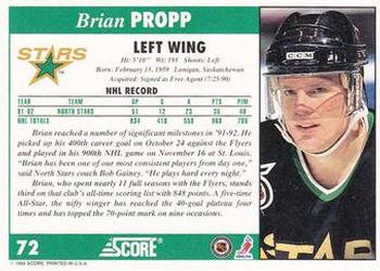 1992-93 Score #72 Brian Propp Back