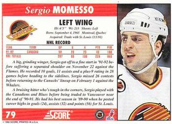 1992-93 Score #79 Sergio Momesso Back