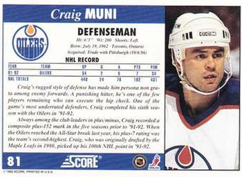 1992-93 Score #81 Craig Muni Back