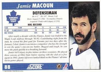 1992-93 Score #88 Jamie Macoun Back