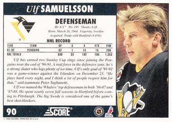 1992-93 Score #90 Ulf Samuelsson Back