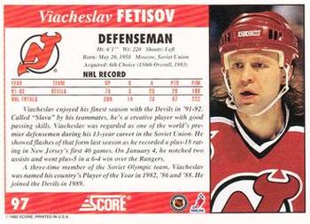 1992-93 Score #97 Viacheslav Fetisov Back
