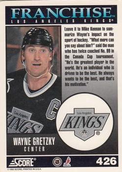 1992-93 Score #426 Wayne Gretzky Back