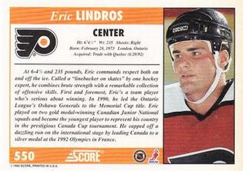 1992-93 Score #550 Eric Lindros Back