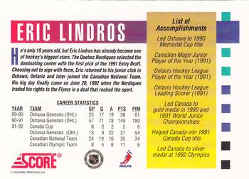 1992-93 Score #NNO Eric Lindros Back