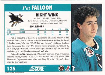 1992-93 Score #125 Pat Falloon Back