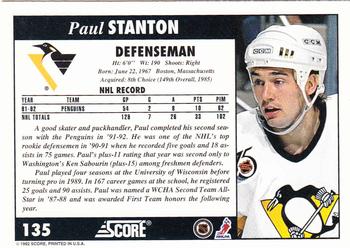 1992-93 Score #135 Paul Stanton Back