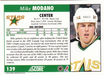 1992-93 Score #139 Mike Modano Back