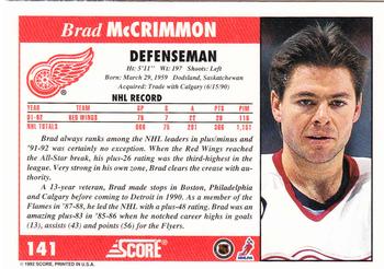 1992-93 Score #141 Brad McCrimmon Back