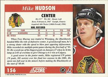 1992-93 Score #156 Mike Hudson Back