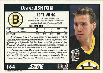 1992-93 Score #164 Brent Ashton Back