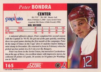 1992-93 Score #165 Peter Bondra Back