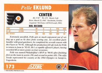 1992-93 Score #173 Pelle Eklund Back