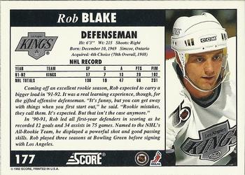 1992-93 Score #177 Rob Blake Back
