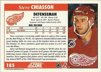 1992-93 Score #185 Steve Chiasson Back