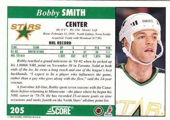 1992-93 Score #205 Bobby Smith Back