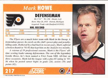 1992-93 Score #217 Mark Howe Back