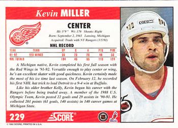 1992-93 Score #229 Kevin Miller Back