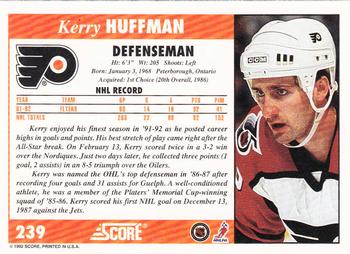 1992-93 Score #239 Kerry Huffman Back