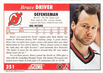 1992-93 Score #251 Bruce Driver Back