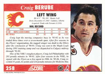 1992-93 Score #258 Craig Berube Back
